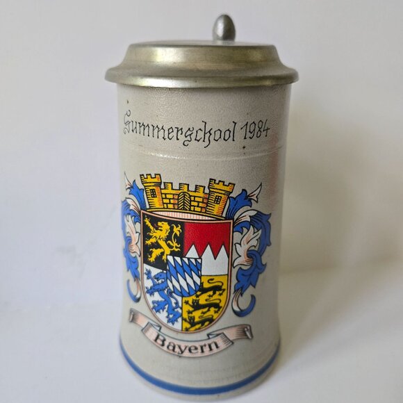 Vintage Bayern 0.5L German Beer Stein With Lid By Rastal Summerschool 1984 - Picture 9 of 16